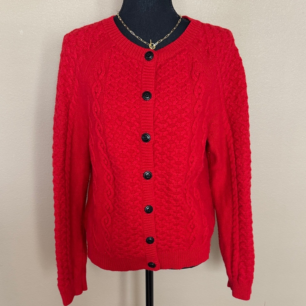 Pendleton Vibrant Red Cable Knit Cardigan